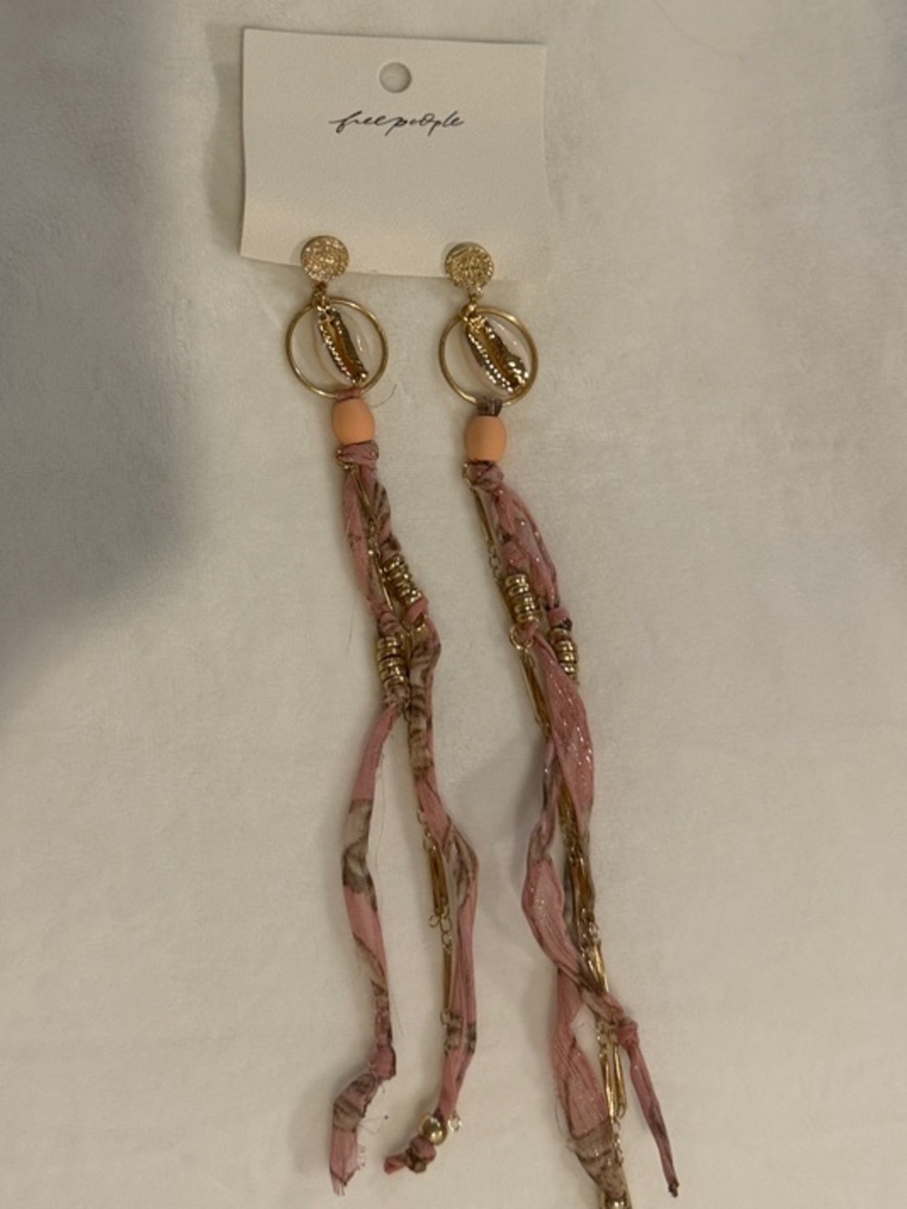 Free People Gold and Pink Braided Thread Dangle Earrings